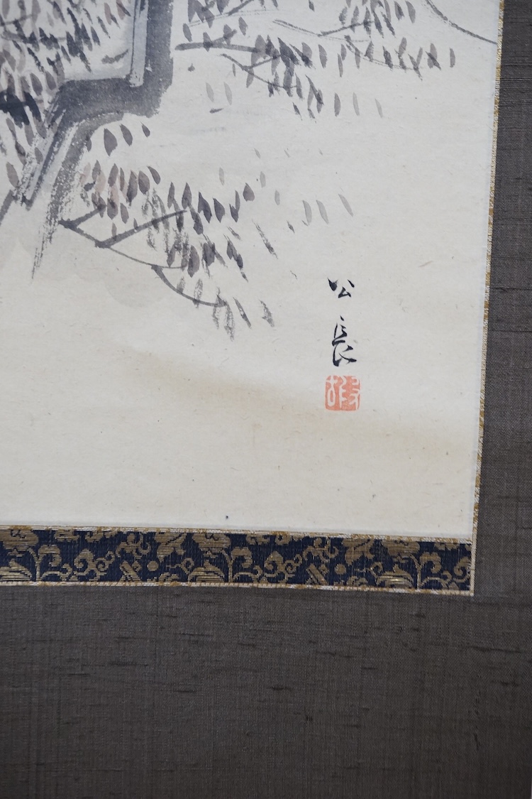 Four Japanese ink scroll paintings on paper, 18th/19th century, widest 59cm, in presentation boxes and cases the majority remounted